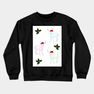 Geometric space reindeer and holly print - Christmas Crewneck Sweatshirt